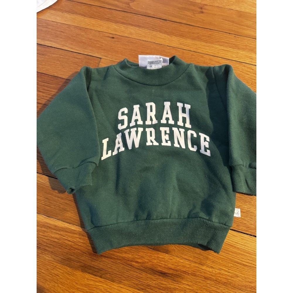 Vintage Third Street Sarah Lawrence Sweatshirt Crewneck Green Baby 12M Spellout